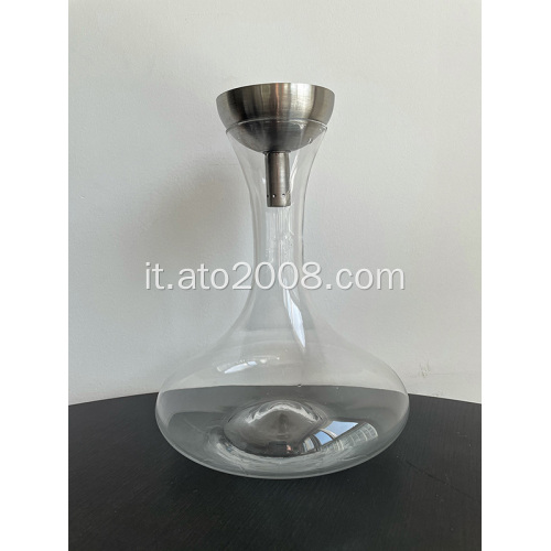 Vetro decanter trasparente con tappo in acciaio inossidabile